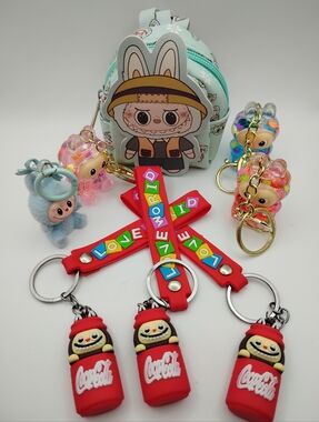 Labubu Glitter & Coca Cola Labubu Keychains With A Labubu Bag